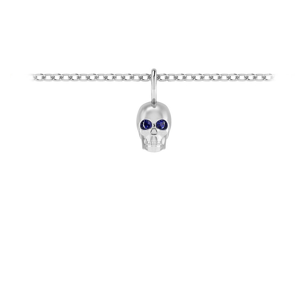 White Stone Eyes Skull Head Charm