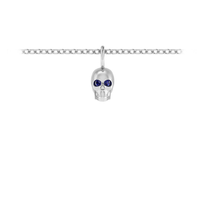 White Stone Eyes Skull Head Charm