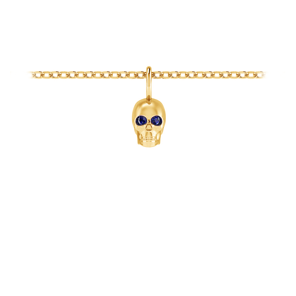 White Stone Eyes Skull Head Charm