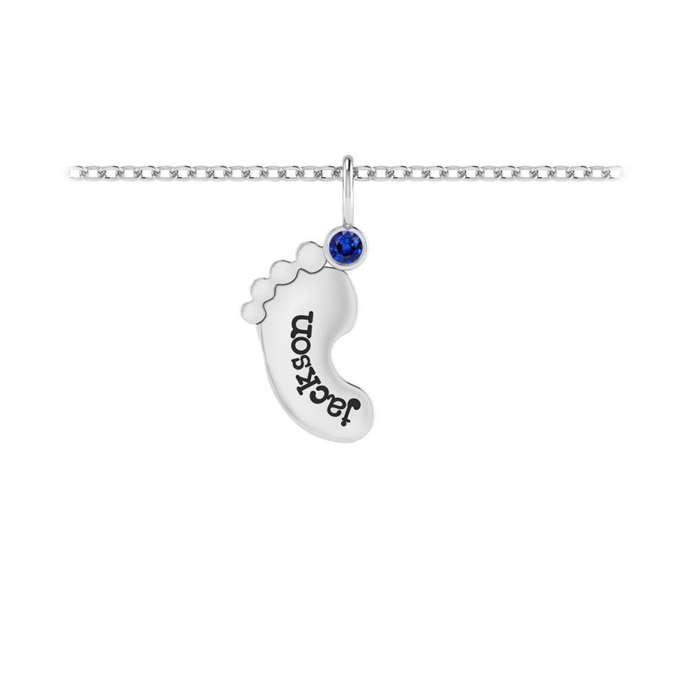 Personalized Birthstone Footprint Charm