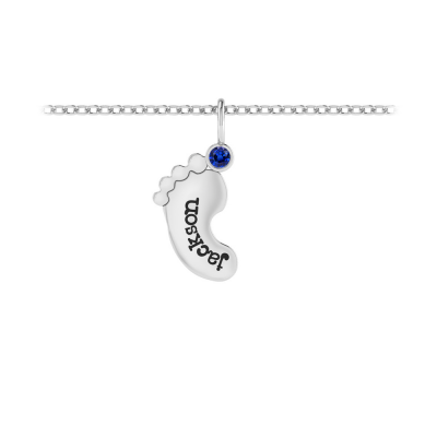 Personalized Birthstone Footprint Charm