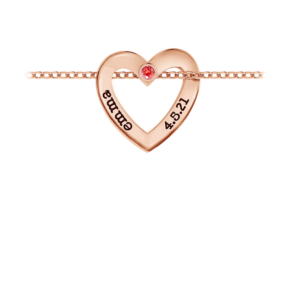 Personalized Birthstone Heart Charm