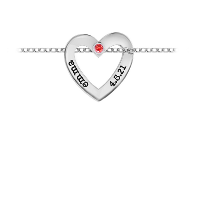 Personalized Birthstone Heart Charm