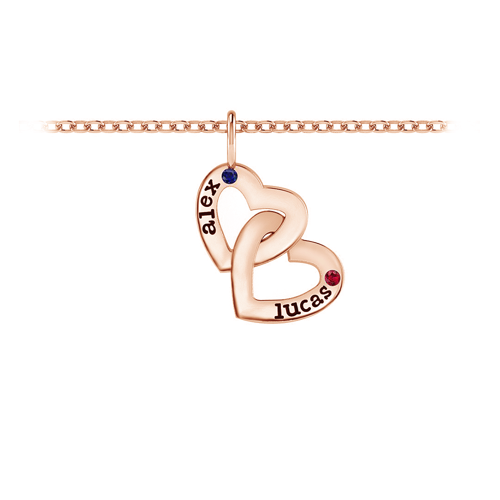 Personalized Birthstone Interlocking Heart Charm