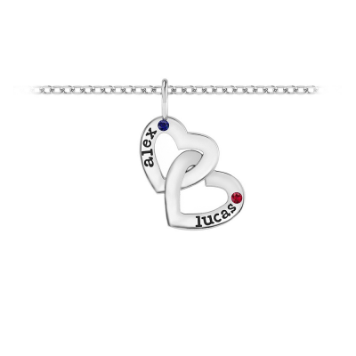 Personalized Birthstone Interlocking Heart Charm