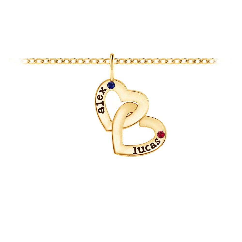 Personalized Birthstone Interlocking Heart Charm