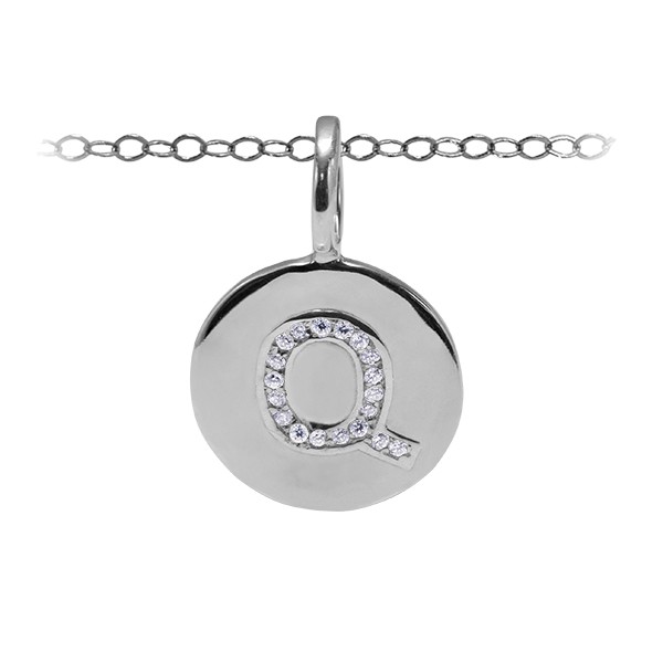 Pavé Initial Charm Q