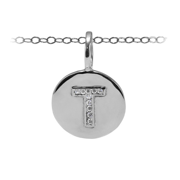 Diamond Pavé Initial Charm T