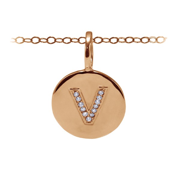 Diamond Pavé Initial Charm V