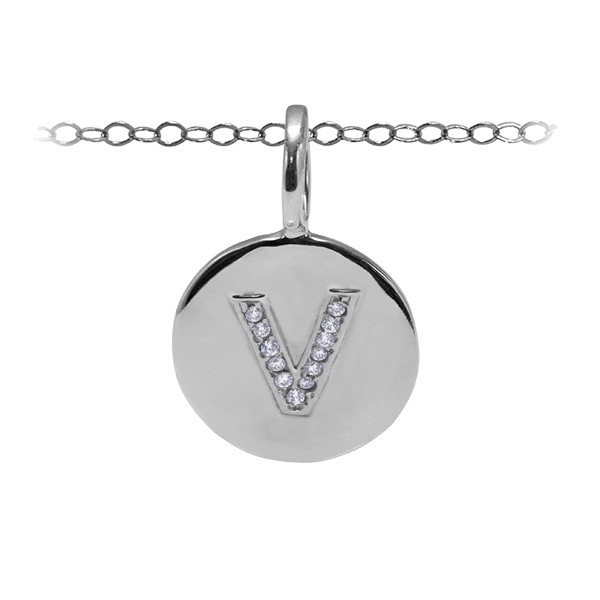 Diamond Pavé Initial Charm V