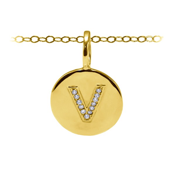 Diamond Pavé Initial Charm V