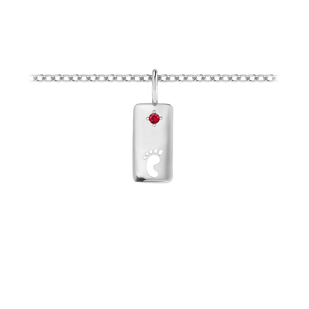 Birthstone Cutout Footprint Charm - January (Garnet)