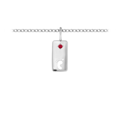 Birthstone Cutout Footprint Charm - January (Garnet)