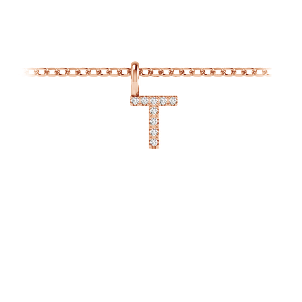 Pavé Letter Charm T