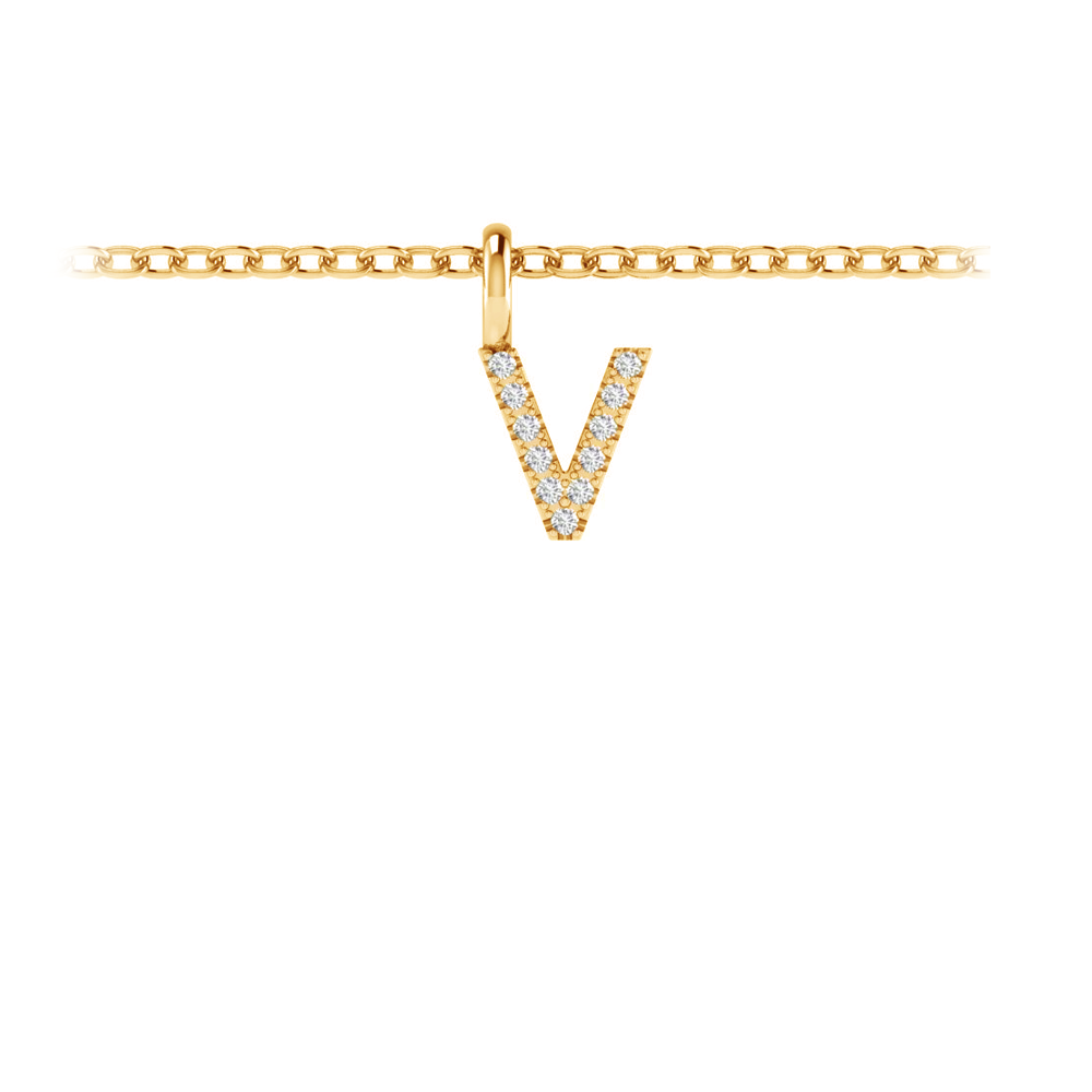 Pavé Letter Charm V