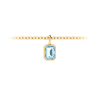 1 Ct Emerald Cut  Aquamarine Birthstone Bezel Charm Necklace