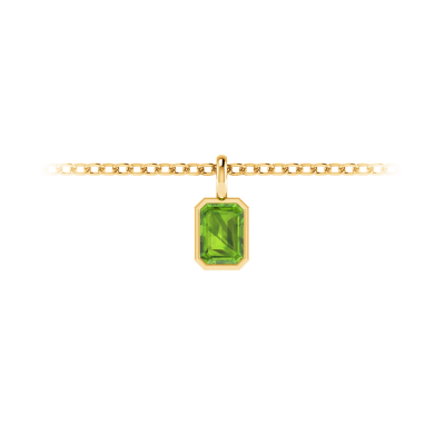 1 Ct Emerald Cut Peridot Birthstone Bezel Charm Necklace