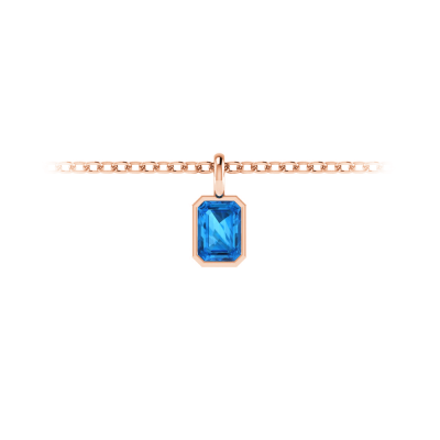 1 Ct Emerald Cut Topaz Birthstone Bezel Charm Necklace