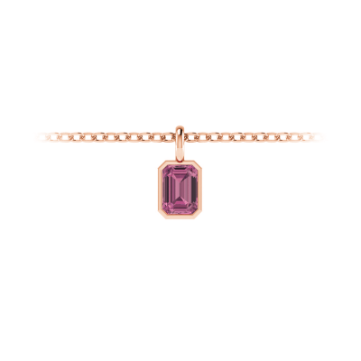1 Ct Emerald Cut Tourmaline Birthstone Bezel Charm Necklace