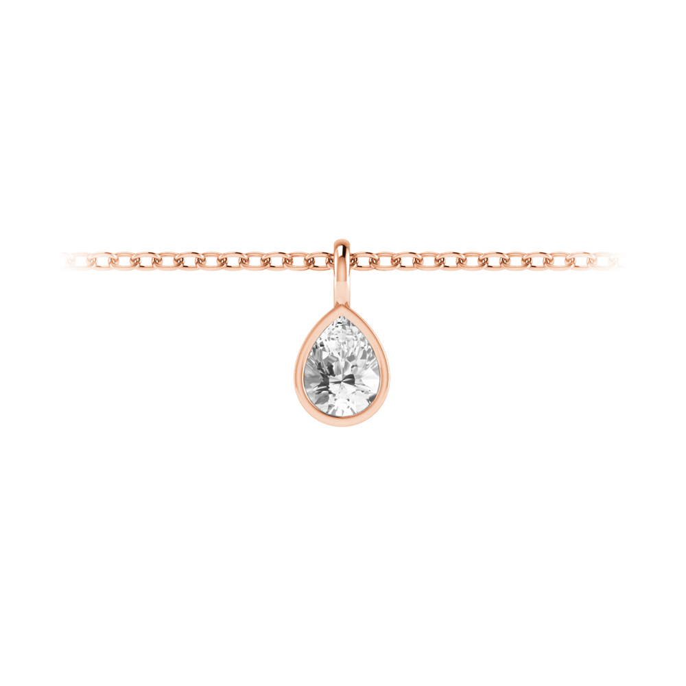 1 Ct Pear Shape Moissanite Birthstone Bezel Charm Necklace