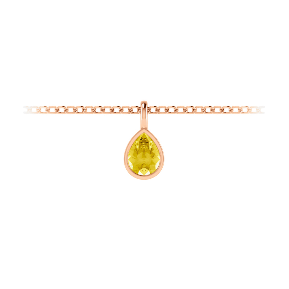 1 Ct Pear Shape Citrine Birthstone Bezel Charm Necklace
