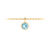 1 Ct Round  Aquamarine Birthstone Bezel Charm Necklace