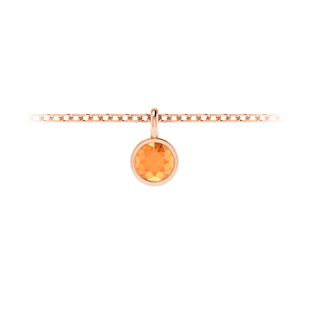 1 Ct Round Citrine Birthstone Bezel Charm Necklace