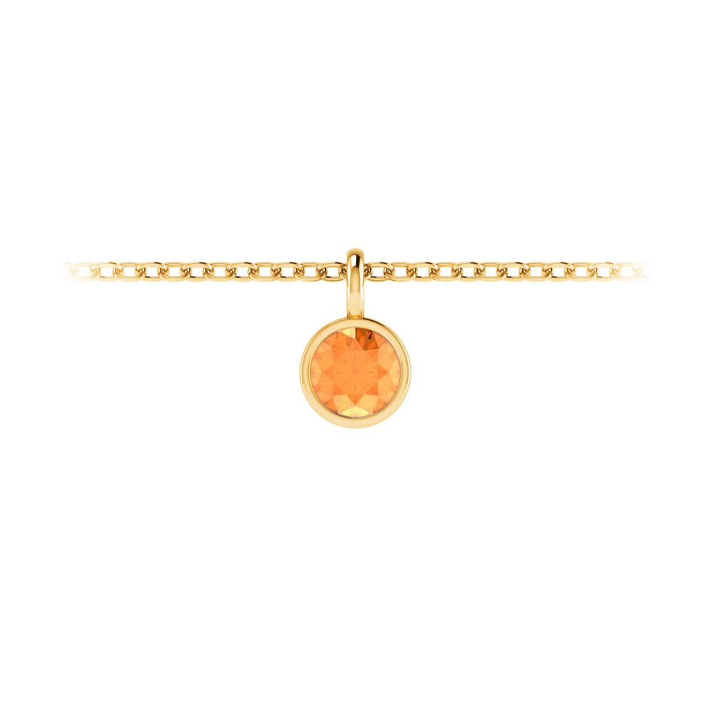 1 Ct Round Citrine Birthstone Bezel Charm Necklace
