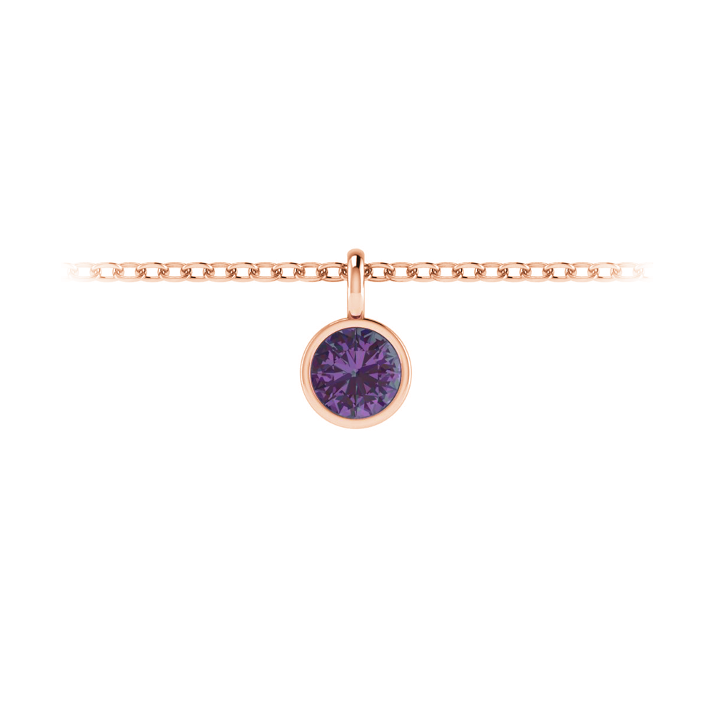 1 Ct Round Alexandrite Birthstone Bezel Charm Necklace