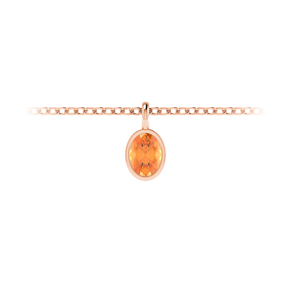 1 Ct Oval Citrine Birthstone Bezel Charm Necklace