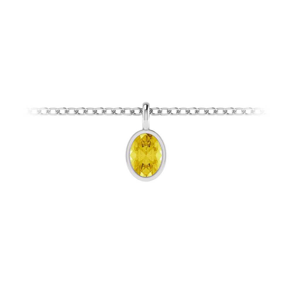 1 Ct Oval Citrine Birthstone Bezel Charm Necklace