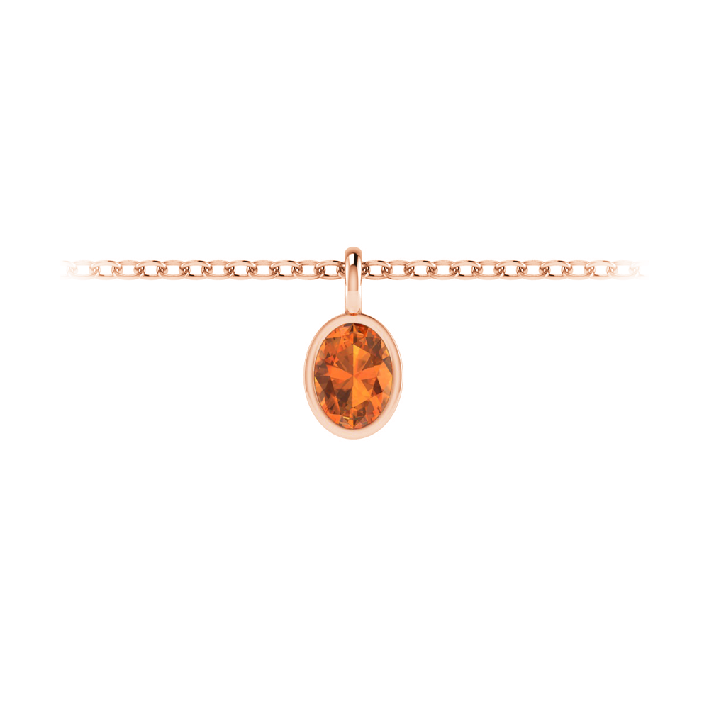 1 Ct Oval Garnet Birthstone Bezel Charm Necklace