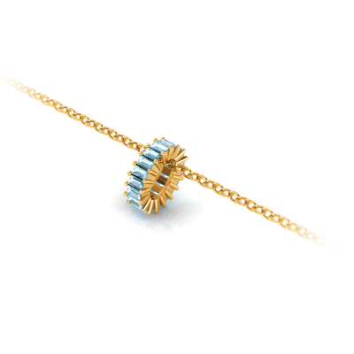 Prong Set Baguette Aquamarine Birthstone Bead Charm