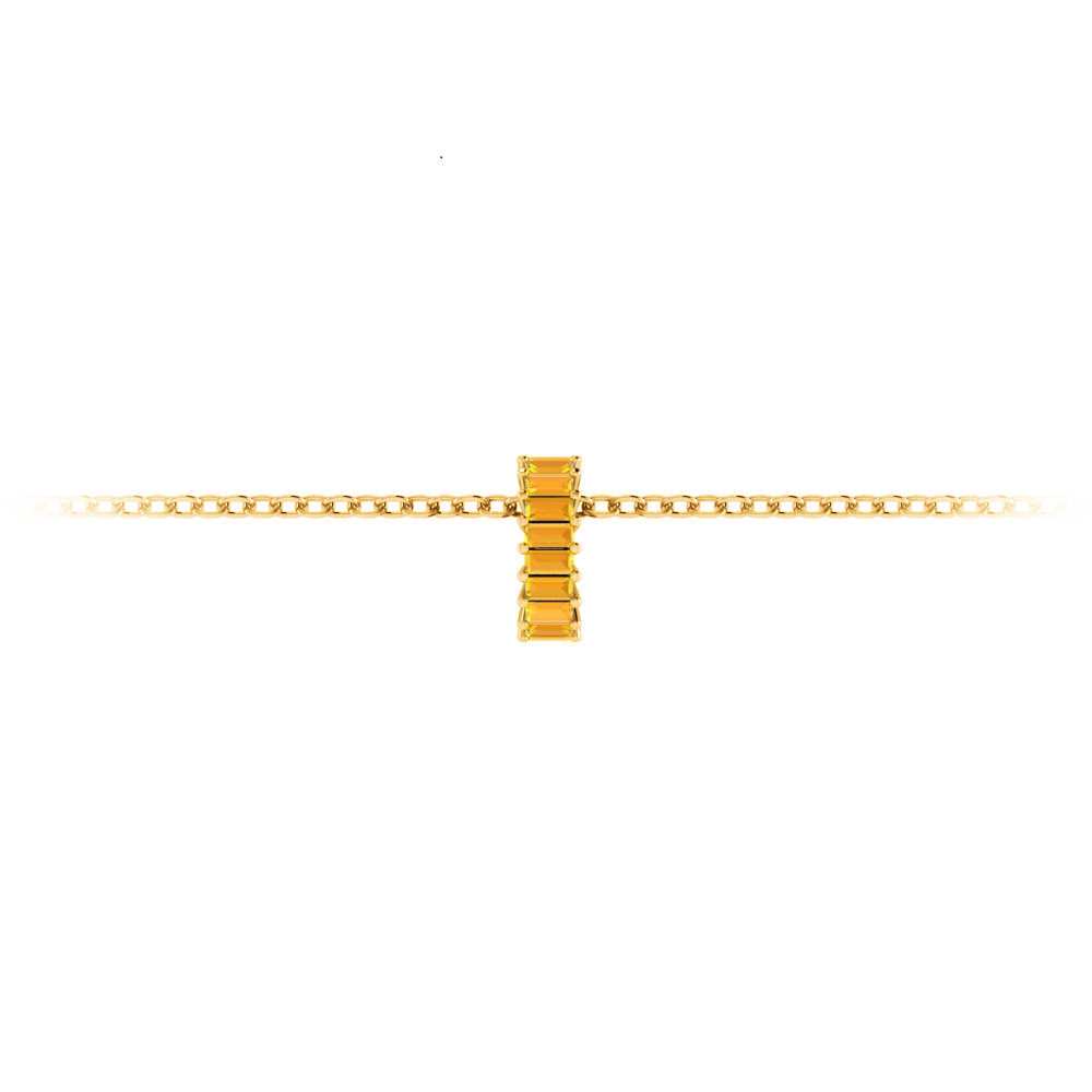 Prong Set Baguette Citrine Birthstone Bead Charm