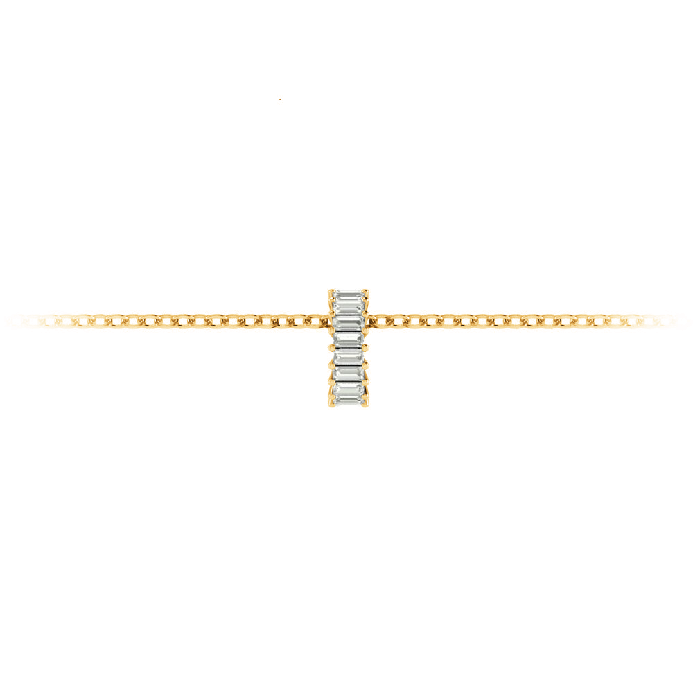 Prong Set Baguette Lab Diamond Birthstone Bead Charm
