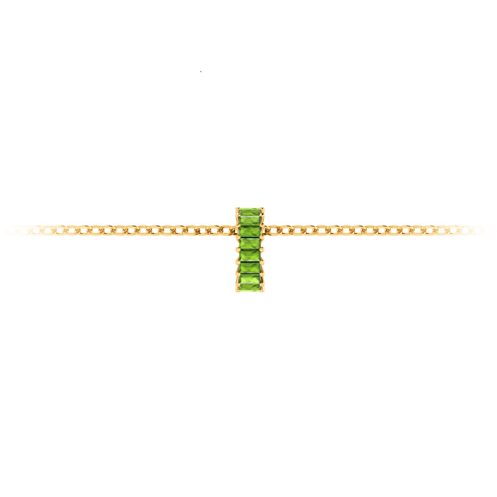 Prong Set Baguette Peridot Birthstone Bead Charm