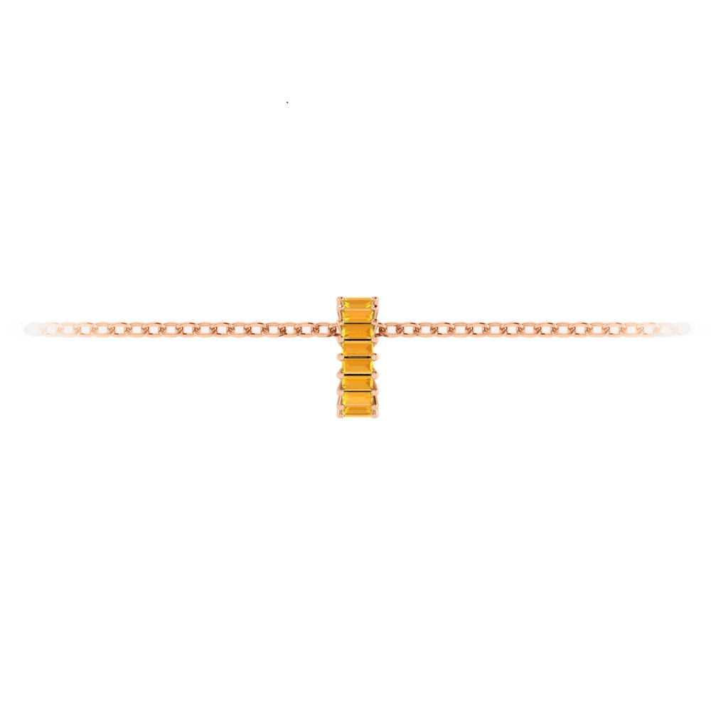 Prong Set Baguette Citrine Birthstone Bead Charm