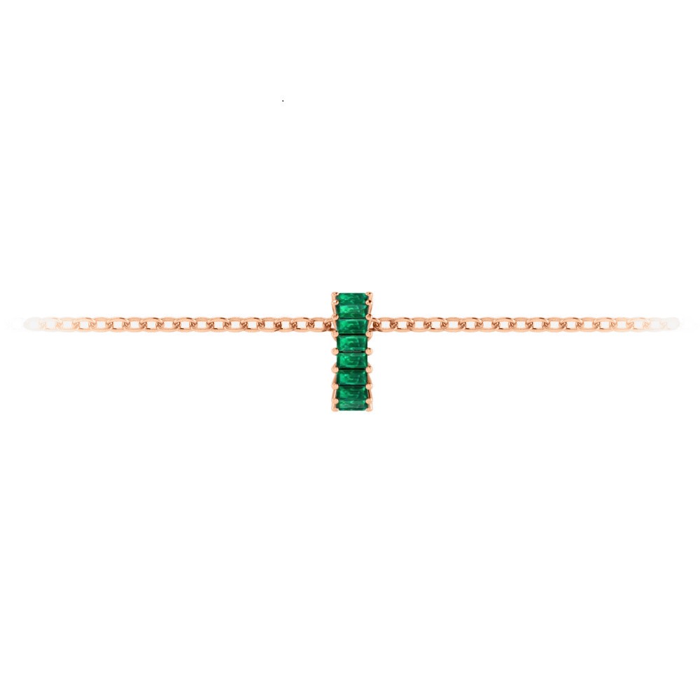 Prong Set Baguette Emerald Birthstone Bead Charm