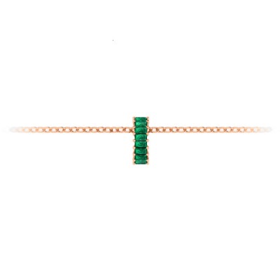 Prong Set Baguette Emerald Birthstone Bead Charm