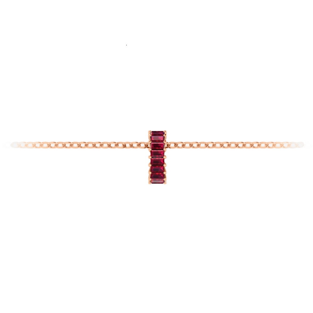 Prong Set Baguette Ruby Birthstone Bead Charm