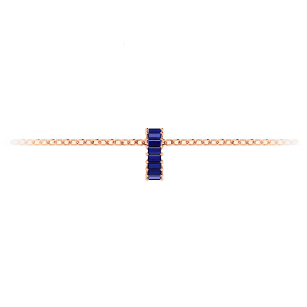 Prong Set Baguette Sapphire Birthstone Bead Charm