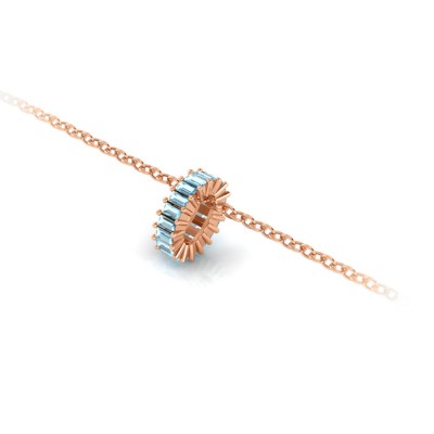 Prong Set Baguette Aquamarine Birthstone Bead Charm