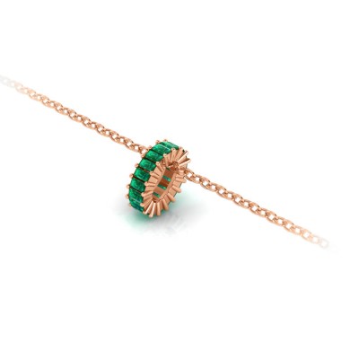 Prong Set Baguette Emerald Birthstone Bead Charm