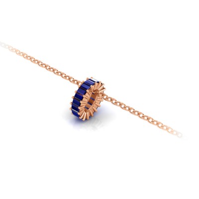Prong Set Baguette Sapphire Birthstone Bead Charm