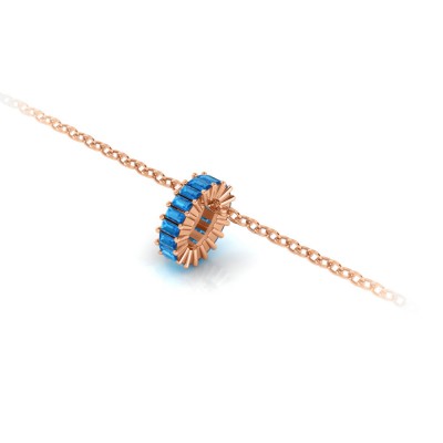 Prong Set Baguette Topaz Birthstone Bead Charm