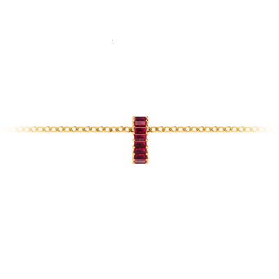 Prong Set Baguette Ruby Birthstone Bead Charm
