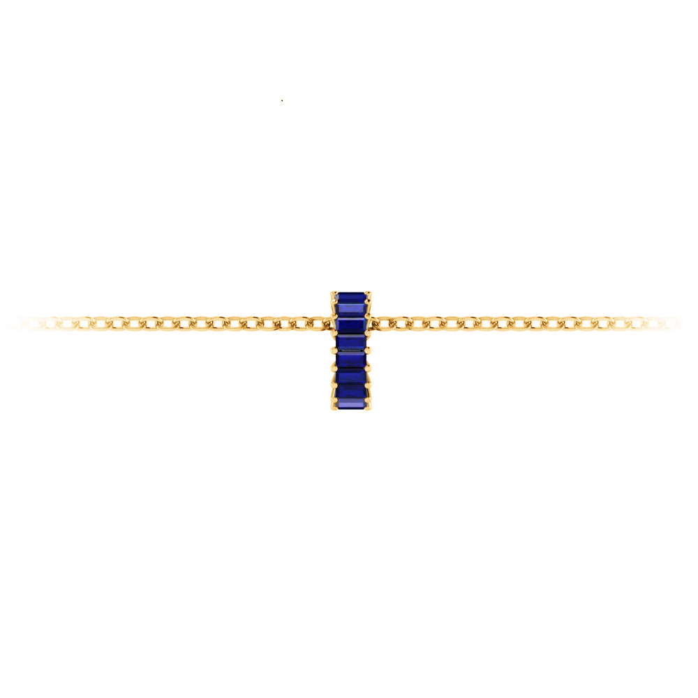 Prong Set Baguette Sapphire Birthstone Bead Charm