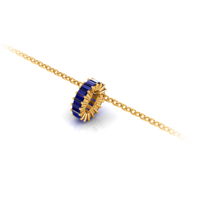 Prong Set Baguette Sapphire Birthstone Bead Charm