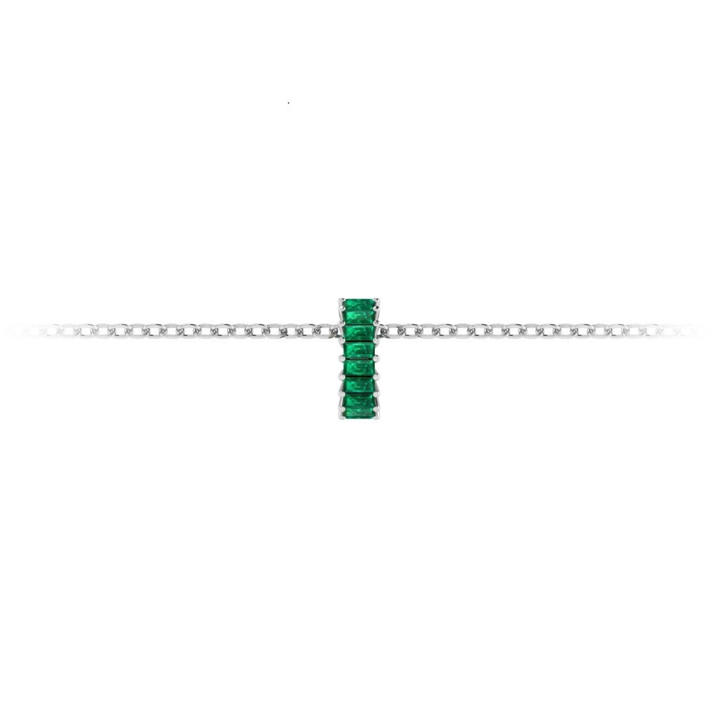 Prong Set Baguette Emerald Birthstone Bead Charm