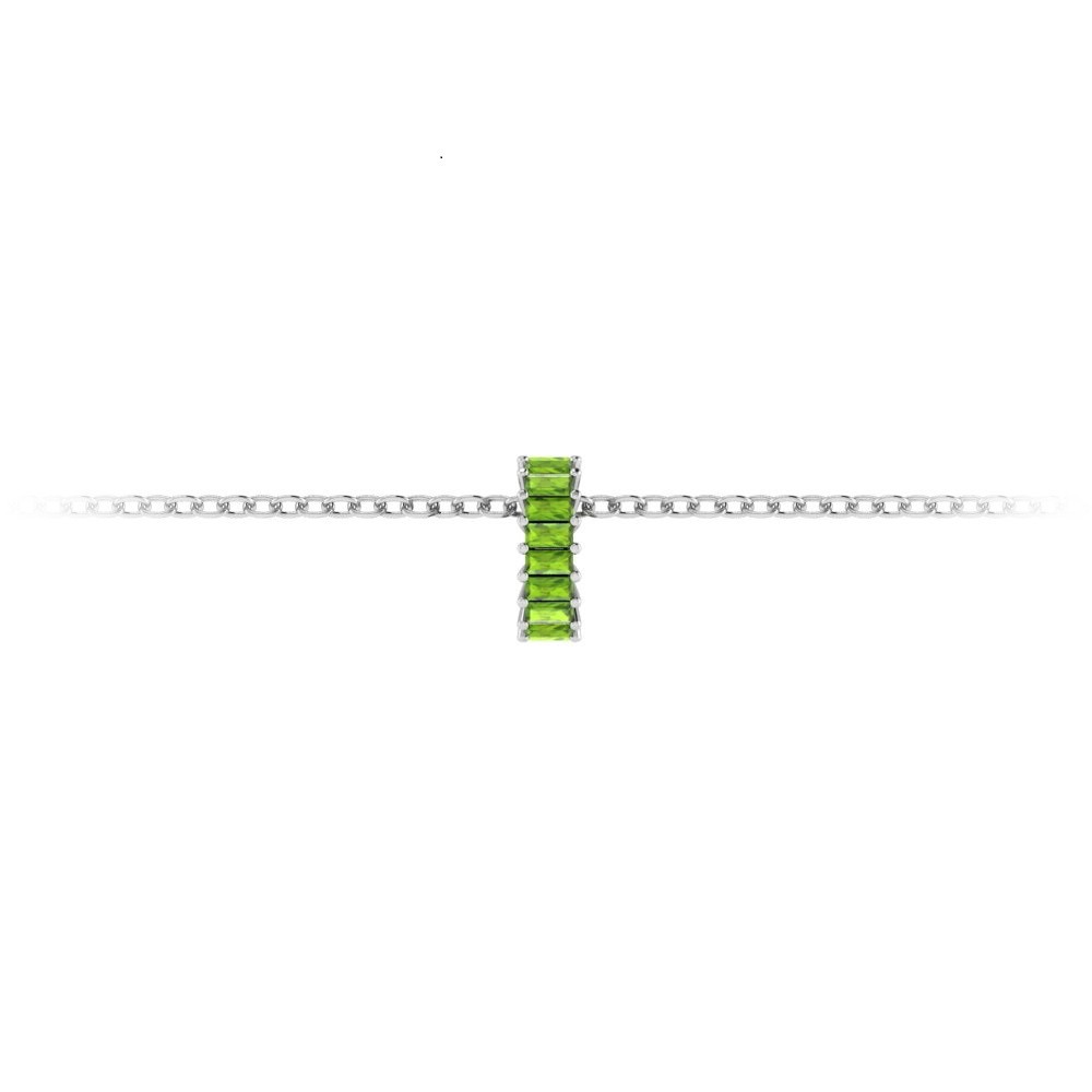 Prong Set Baguette Peridot Birthstone Bead Charm